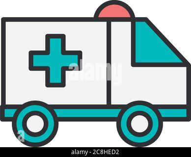 ambulance car line and fill style icon vector illustration design Stock Vector