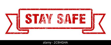 stay safe ribbon sign. stay safe vintage retro band. Stock Vector