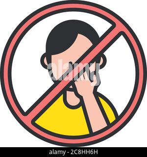 dont touch face line and fill style icon vector illustration design Stock Vector