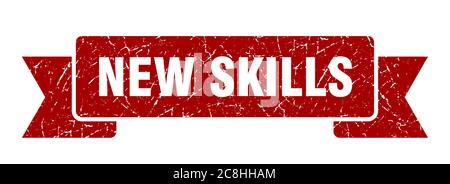 new skills ribbon sign. new skills vintage retro band. Stock Vector