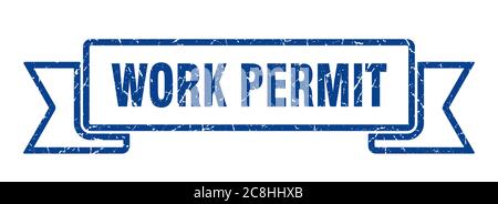 work permit ribbon sign. work permit vintage retro band. Stock Vector