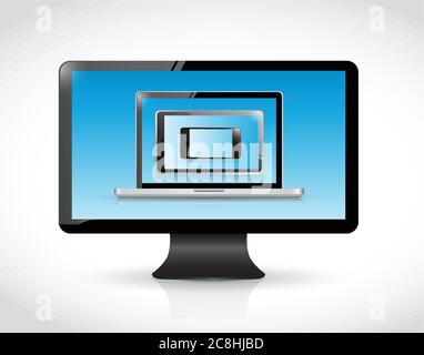 Set of technology tools and equipment inside each other. illustration Stock Vector