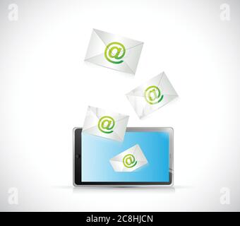 Receiving mail on a tablet. illustration design over a white background Stock Vector