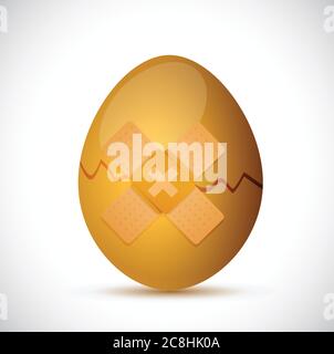 Broken egg and band aid illustration design over a white background Stock Vector