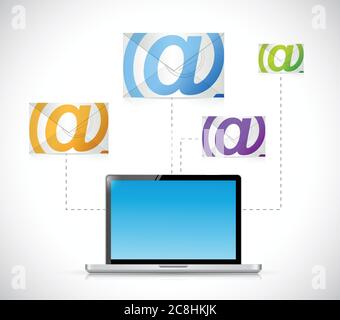 Laptop email communication concept illustration design over a white background Stock Vector