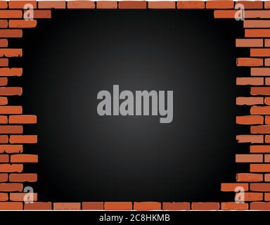 Brick wall border illustration design over a black background Stock Vector
