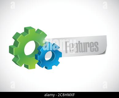 Features and gears sign illustration design over a white background Stock Vector