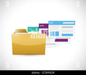 Set of web templates inside a folder. illustration design over a white background Stock Vector