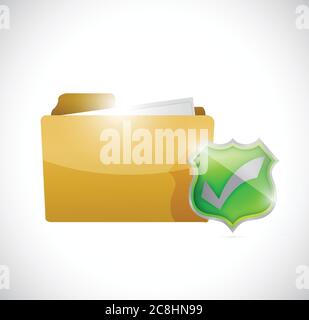 Folder and check mark shield illustration design over a white background Stock Vector