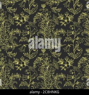 Seamless pattern with vintage retro floral elements. Vector illustration. Stock Vector