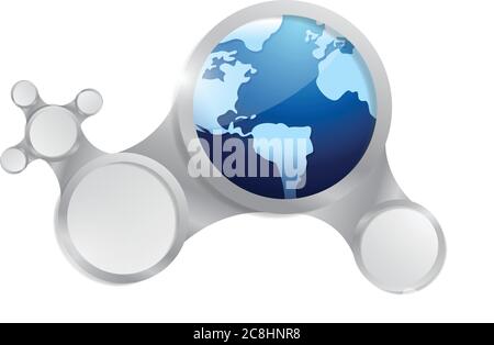 Globe and diagram network illustration design over white Stock Vector