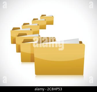 Set of folders on la row. illustration design over white Stock Vector