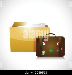 Folder and a suitcase illustration design over a white background Stock Vector