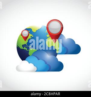 world globe map pointers gps navigation vector illustration Stock ...
