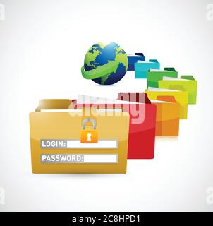 World protected files illustration design over a white background Stock Vector