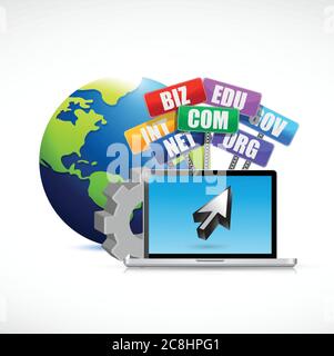 Web domains signs international concept illustration design over a white background Stock Vector