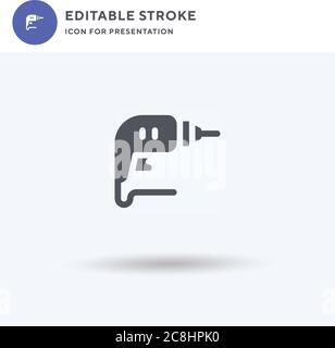 Drilling Machine icon vector, filled flat sign, solid pictogram isolated on white, logo illustration. Drilling Machine icon for presentation. Stock Vector
