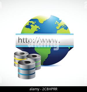 Database servers and internet globe illustration design over a white background Stock Vector