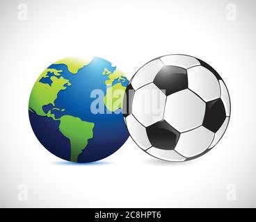 Soccer or football around the globe concept illustration design over white Stock Vector