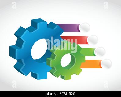 Gear and color banners illustration design over white Stock Vector