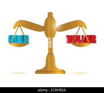 Balance the dollar with goal illustration design over a white background Stock Vector