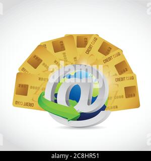 Credit card online concept illustration design over a white background Stock Vector