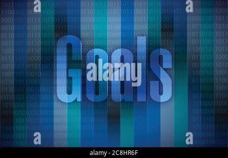 Goals and a binary background illustration design graphic Stock Vector