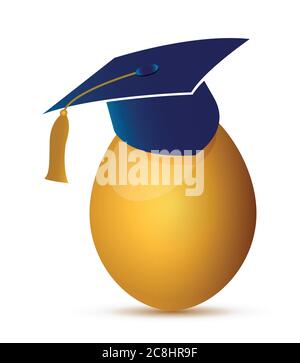 Egg with an graduation hat illustration design over a white background Stock Vector