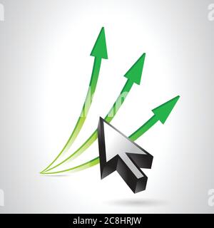 Arrows going up and cursor. illustration design over a white background Stock Vector