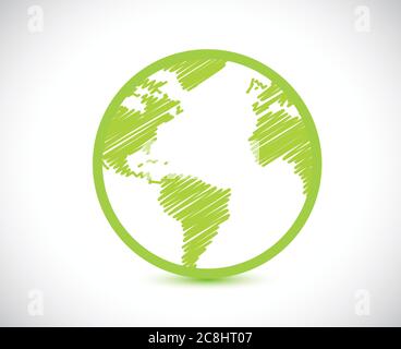 Globe scribble illustration design over a white background Stock Vector