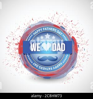 happy fathers day seal with heart flat style Stock Vector Image & Art ...