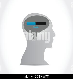Loading brain and head illustration design over a white background Stock Vector