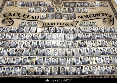 Graduates, University of Medicine Barcelona 1950 Set of photographic portraits of students and teachers of a promotion, when they finish their studie Stock Photo