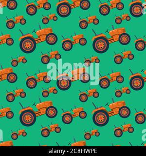 tractor seamless pattern vector illustration background Stock Vector