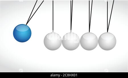 Sphere balls hitting each other illustration design over a white background Stock Vector