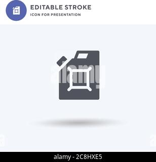 Jerrycan icon vector, filled flat sign, solid pictogram isolated on white, logo illustration. Jerrycan icon for presentation. Stock Vector