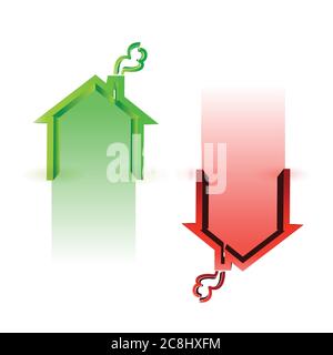 House market up and down illustration design over white Stock Vector