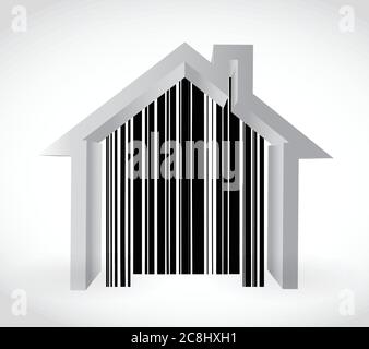 Barcode home illustration design over a white background Stock Vector