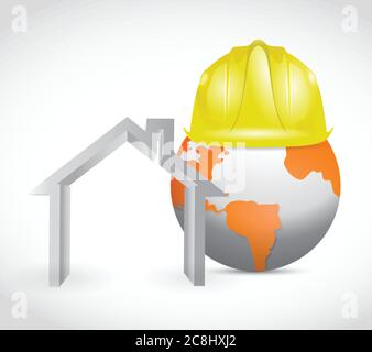 Global home building construction. illustration design over a white background Stock Vector
