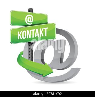 Contact us at symbol in german. illustration design over a white background Stock Vector