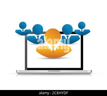 Laptop and avatar business people illustration design over a white background Stock Vector