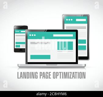 Landing page optimization concept illustration design over a white background Stock Vector