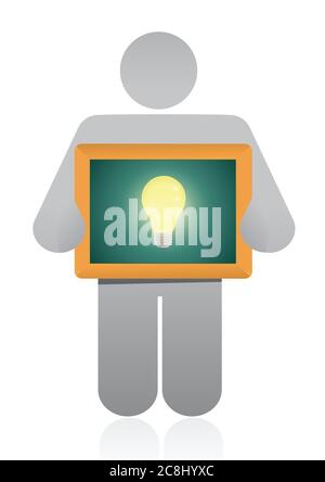 Icon holding a idea light bulb illustration design over a white background Stock Vector
