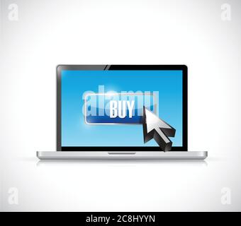 Buy button on a laptop illustration design over a white background Stock Vector