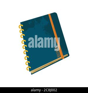 Notebook vector illustration in flat cartoons style with texture. Closed notebook back to school concept isolated on white background. Notebook. Flat Stock Vector