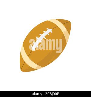 Rugby ball isolated vector icon in cartoons flat design with texture. Athletic equipment, healthy lifestyle, fitness activity vector illustration. Ame Stock Vector