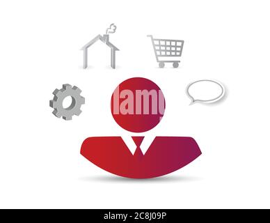 Tools and icons around an avatar. illustration design over a white background Stock Vector