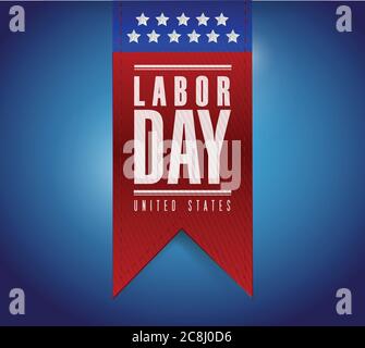 Labor day banner sign illustration design over a blue background Stock Vector