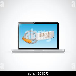 Computer online workshop training illustration design over a white background Stock Vector