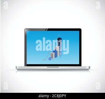Computer and business graph illustration design over a white background Stock Vector